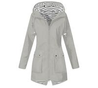 Generisch Trench Coat - Giacca da donna con chiusura lampo, per attività all'aria aperta, per l'autunno e l'inverno, per l'arrampicata, grigio., XXL