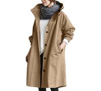 Generisch Trench Coat Primavera Giacca a vento allentata, comoda giacca con cappuccio, capispalla, elegante frangivento da donna, cappotto invernale selvaggio, beige., XXL