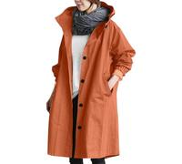 Generisch Trench Coat Primavera Giacca a vento allentata, comoda giacca con cappuccio, capispalla, elegante frangivento da donna, cappotto invernale selvaggio, Colore: arancione., XL