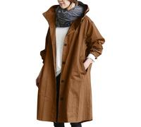 Generisch Trench Coat Primavera Giacca a vento allentata, comoda giacca con cappuccio, capispalla, elegante frangivento da donna, cappotto invernale selvaggio, marrone, XL