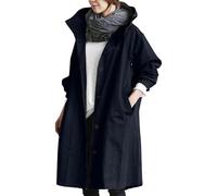 Generisch Trench Coat Primavera Giacca a vento allentata, comoda giacca con cappuccio, capispalla, elegante frangivento da donna, cappotto invernale selvaggio, Blu marino, 4XL