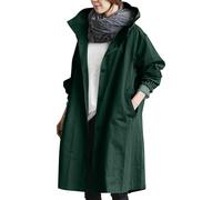 Generisch Trench Coat Primavera Giacca a vento allentata, comoda giacca con cappuccio, capispalla, elegante frangivento da donna, cappotto invernale selvaggio, verde, 3XL