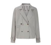 Generisch Trench corto da donna a maniche lunghe doppio fila colletto alto giubbotto casual vestibilità ampia giacca con tasche per uso quotidiano ufficio, grigio., L