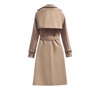 Generisch Trench Donna Doppio Petto Lungo Cappotto Classico Autunno Primavera, Giacca Trench con Cintura Cappotto Donna Cappotto Di Cotone Giacca A Vento Cappotto di Mezzogiorno Antivento Collo