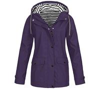 Generisch Trench - Giacca impermeabile da donna, con cappuccio, impermeabile, per le mezze stagioni, per le attività all'aria aperta, trasparente, per l'autunno e l'inverno, per l'arrampicata, Lilla