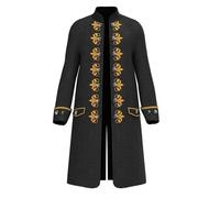 Generisch Trench medievale da uomo a cavallo del tempio crociato, giacca a vento gotico steampunk medievale smoking giacca vittoriana per Halloween, cosplay, Nero , 4XL