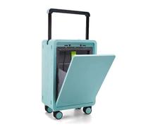 Generisch Trolley per cabina con porta USB, 20 pollici, guscio rigido, scomparto frontale, verde menta, 20 pollici, Trolley da cabina