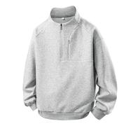Generisch Troyer - Maglione da uomo con colletto alto, con cerniera a quarto e tasca sul petto, a maniche lunghe casual, per tutti i giorni e il tempo libero, Stil_k02 grigio, XXL