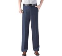 Generisch Truecups - Pantaloni da uomo Oldenease - Pantaloni pieghettati da uomo in seta di ghiaccio a vita alta, comodi pantaloni per anziani oltre i 50 anni, Blu, XL