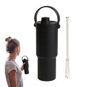 Generisch Tumbler Travel Mug - Tazza da viaggio con manico e manico | Double Wall Drinking Tool | 735 ml Large Capacity Straw Vacuum Cup with Handle and Straw | Leakproof Water Bottle for Gym School