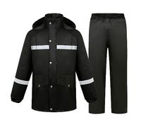 Generisch Tuta antipioggia da moto, da uomo, 2 pezzi, mimetica, impermeabile, con strisce riflettenti, giacca sportiva e pantaloni da trekking impermeabili, BK1, XXL