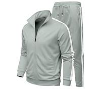 Generisch Tuta casual alla moda, con cappuccio, da jogging, in due pezzi, per tutti i giorni, per allenamento sportivo, comoda Activewear da uomo, Verde chiaro, M