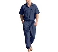 Generisch Tuta casual da uomo, 2 pezzi, camicia sportiva a maniche corte e pantaloni cargo con polsini, tuta urbaner Streetwear per il tempo libero, 7 combinazioni di colori, per la città, la vita