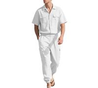 Generisch Tuta casual da uomo, 2 pezzi, camicia sportiva a maniche corte e pantaloni cargo con polsini, tuta urbaner Streetwear per il tempo libero, 7 combinazioni di colori, per la città, la vita