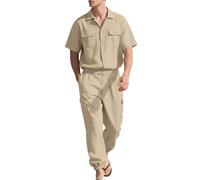 Generisch Tuta casual da uomo, 2 pezzi, camicia sportiva a maniche corte e pantaloni cargo con polsini, tuta urbaner Streetwear per il tempo libero, 7 combinazioni di colori, per la città, la vita