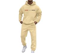 Generisch Tuta casual da uomo per autunno e inverno. Design alla moda Loose Fit con stampa a lettere per un comfort elegante, beige., M