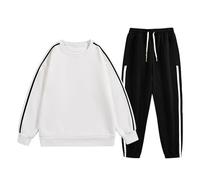 Generisch Tuta da allenamento da uomo, maglione e pantaloni sportivi, lunga 2 pezzi, tuta sportiva Autumn Tracksuit a maniche lunghe, tuta da jogging, tuta per il tempo libero, B bianco, XXL