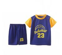 Generisch Tuta da allenamento per bambini, 92, 2 pezzi, maglia da basket, pantaloncini in rete, ad asciugatura rapida (1-12 anni), colore blu, Blu, 7-8 Jahre