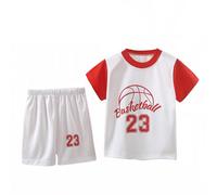 Generisch Tuta da allenamento per bambini, 92, 2 pezzi, maglia da basket, pantaloncini in rete, ad asciugatura rapida (1-12 anni), colore blu, bianco, 18-24 Monate