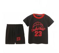 Generisch Tuta da allenamento per bambini, 92, 2 pezzi, maglia da basket, pantaloncini in rete, ad asciugatura rapida (1-12 anni), colore blu, Nero , 7-8 Anni
