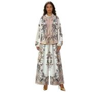 Generisch Tuta da baseball da donna, in due pezzi, con coulisse e pantaloni larghi, set con motivo floreale, per il tempo libero, stile retrò, alla moda, casual, per tutti i giorni, ufficio