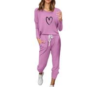 Generisch Tuta da donna alla moda come ensemble casual a maniche lunghe per abiti comodi ed eleganti in ogni stagione, Lilla, XXL