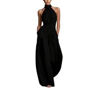 Generisch Tuta da donna elegante, per feste, lunga e sciancrata, Blu, 3XL