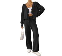 Generisch Tuta da donna, in due pezzi, per la casa, per il jogging, per il tempo libero, per il tempo libero, per la casa, per l'inverno, A nero, XL