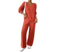 Generisch Tuta da donna, in due pezzi, per la casa, per il jogging, per il tempo libero, per il tempo libero, per la casa, per l'inverno, B arancione., XL