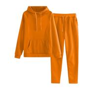 Generisch Tuta da donna in velluto morbido Nicki, 2 pezzi, tuta da jogging in velluto morbido a coste, giacca e pantaloni con tasca per yoga, set da donna 2025 Cool, B-arancione., S