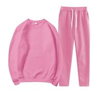 Generisch Tuta da donna Paris casual, tinta unita, con scollo rotondo, Colore: rosa., 3XL