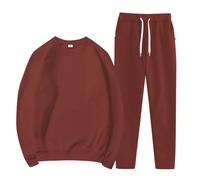 Generisch Tuta da donna Paris casual, tinta unita, con scollo rotondo, marrone, 4XL