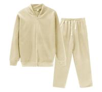 Generisch Tuta da ginnastica da donna, set da 2 pezzi, giacca autunno-inverno e pantaloni da jogging in tinta unita, calda, elasticizzata, comoda, da corsa, per attività all'aperto, casual, pantaloni