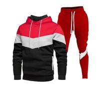 Generisch Tuta da ginnastica da uomo, 2 pezzi, con cappuccio e pantaloni da jogging, con blocco di colore, da jogging, da uomo, per palestra, traspirante, per il tempo libero, b, M
