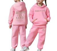 Generisch Tuta da ginnastica per bambini, a maniche lunghe, con cappuccio e pantaloni, per il tempo libero, per tutti i giorni, scuola, attività all'aperto, Colore: rosa., 3-4 Anni