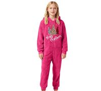 Generisch Tuta da gioco per bambini in pile con morbido pigiama invernale ispessito per bambini, abbigliamento accogliente con colori a contrasto, per attività indoor e outdoor, rosa intenso, 4-5