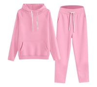 Generisch Tuta da jogging da donna, 2 pezzi, tuta da ginnastica da donna, a strisce, tuta sportiva con tasche, maglione da donna, chiusura lampo, taglio tridimensionale, Rosa-e, M