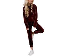 Generisch Tuta da jogging da donna, in due pezzi, con morbido e confortevole, per tutte le stagioni, Colore: rosso, S