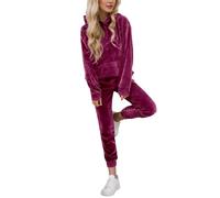 Generisch Tuta da jogging da donna, in due pezzi, con morbido e confortevole, per tutte le stagioni, rosa intenso, L