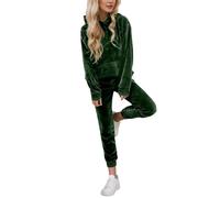 Generisch Tuta da jogging da donna, in due pezzi, con morbido e confortevole, per tutte le stagioni, verde, L