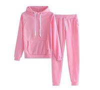 Generisch Tuta da jogging da donna, in due pezzi, da jogging, da donna, per lo sport, per tutti i giorni, casual, per il fitness, per attività all'aria aperta, comoda, per abbigliamento, Colore: rosa