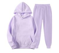 Generisch - Tuta da jogging da donna, set completo con cappuccio e pantaloni, con coulisse, a maniche lunghe, in tessuto elasticizzato, ideale per l'outdoor, per il workout e l'allenamento, comoda