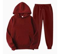 Generisch - Tuta da jogging da donna, set composto da hoodie e pantaloni con coulisse, in tinta unita, ideale per l'outdoor, leggera, adatta per il running e l'allenamento, comoda, taglie S-3XL, Vino