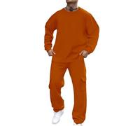 Generisch Tuta da jogging da uomo, 2 pezzi, felpa senza cappuccio e pantaloni da jogging, in tinta unita, per adolescenti, Y2K, tuta sportiva, traspirante, per il tempo libero, impermeabile, antivento