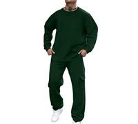 Generisch Tuta da jogging da uomo, 2 pezzi, felpa senza cappuccio e pantaloni da jogging, in tinta unita, per adolescenti, Y2K, tuta sportiva, traspirante, per il tempo libero, impermeabile, antivento