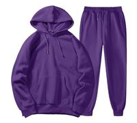 Generisch Tuta da jogging da uomo, a maniche lunghe, con cappuccio, con tasca e elastico in vita, per lo sport, per il tempo libero, per attività all'aria aperta, alla moda, Lilla, L
