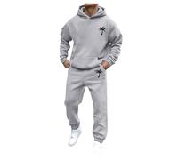 Generisch Tuta da jogging da uomo, calda, 2 pezzi, con stampa di palma, maglione Y2K, felpa con cappuccio e pantaloni da jogging, set invernale per il tempo libero, tuta sportiva, O grigio chiaro, XL
