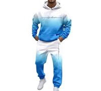 Generisch Tuta da jogging da uomo set NEW YORK Logo Activewear con cappuccio e pantaloni da jogging a manica lunga sport Y2K Set comodo baggy Fitnessanzug stampato Tuta da tempo libero, C-azzurro, L