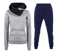 Generisch Tuta da jogging invernale da donna, oversize, Blu marino, L