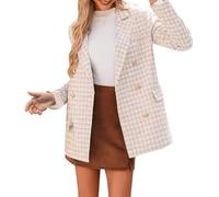 Generisch Tuta da lavoro da donna, oversize, giacca sportiva, leggera, casual, tinta unita, a maniche lunghe, top con tasca, autunno e primavera, beige., S